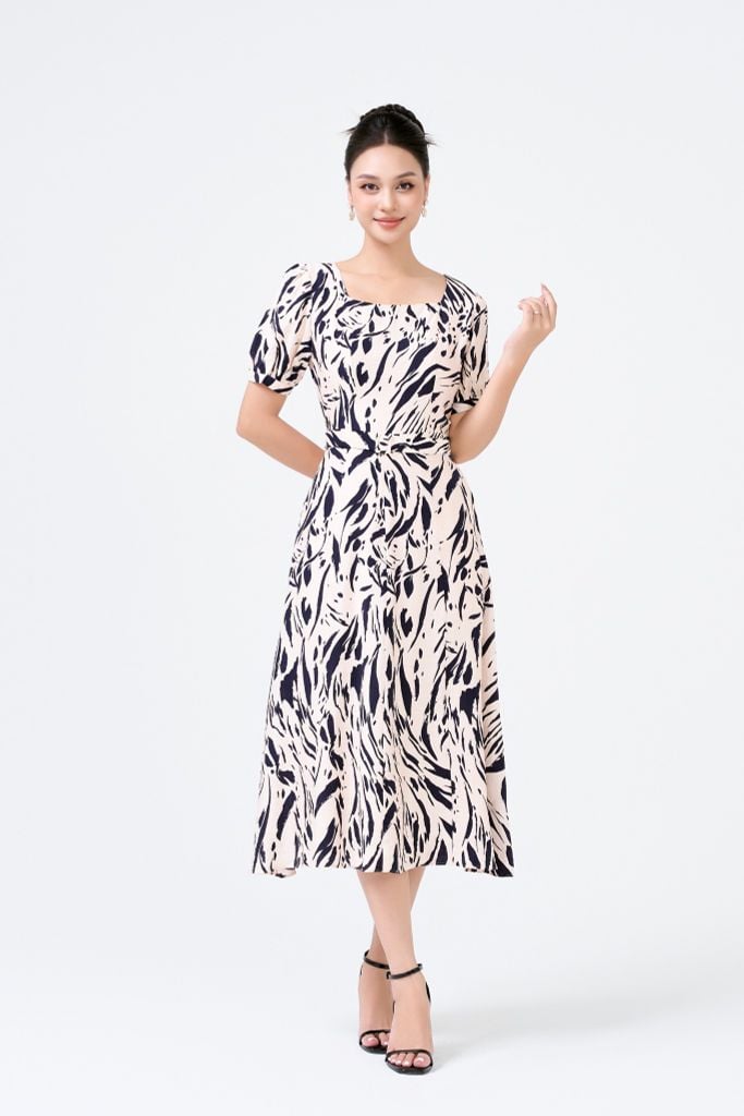 ĐẦM HỌA TIẾT KÈM ĐAI D06032