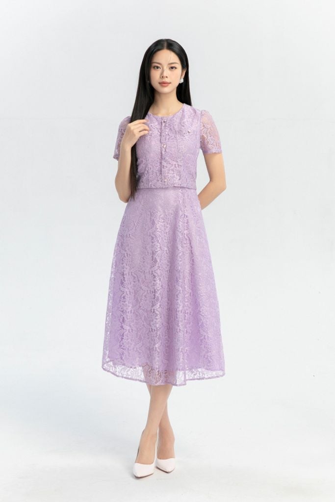 ĐẦM REN TÍM D40012