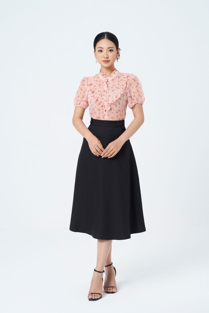 CHÂN VÁY MIDI ĐEN Z42452