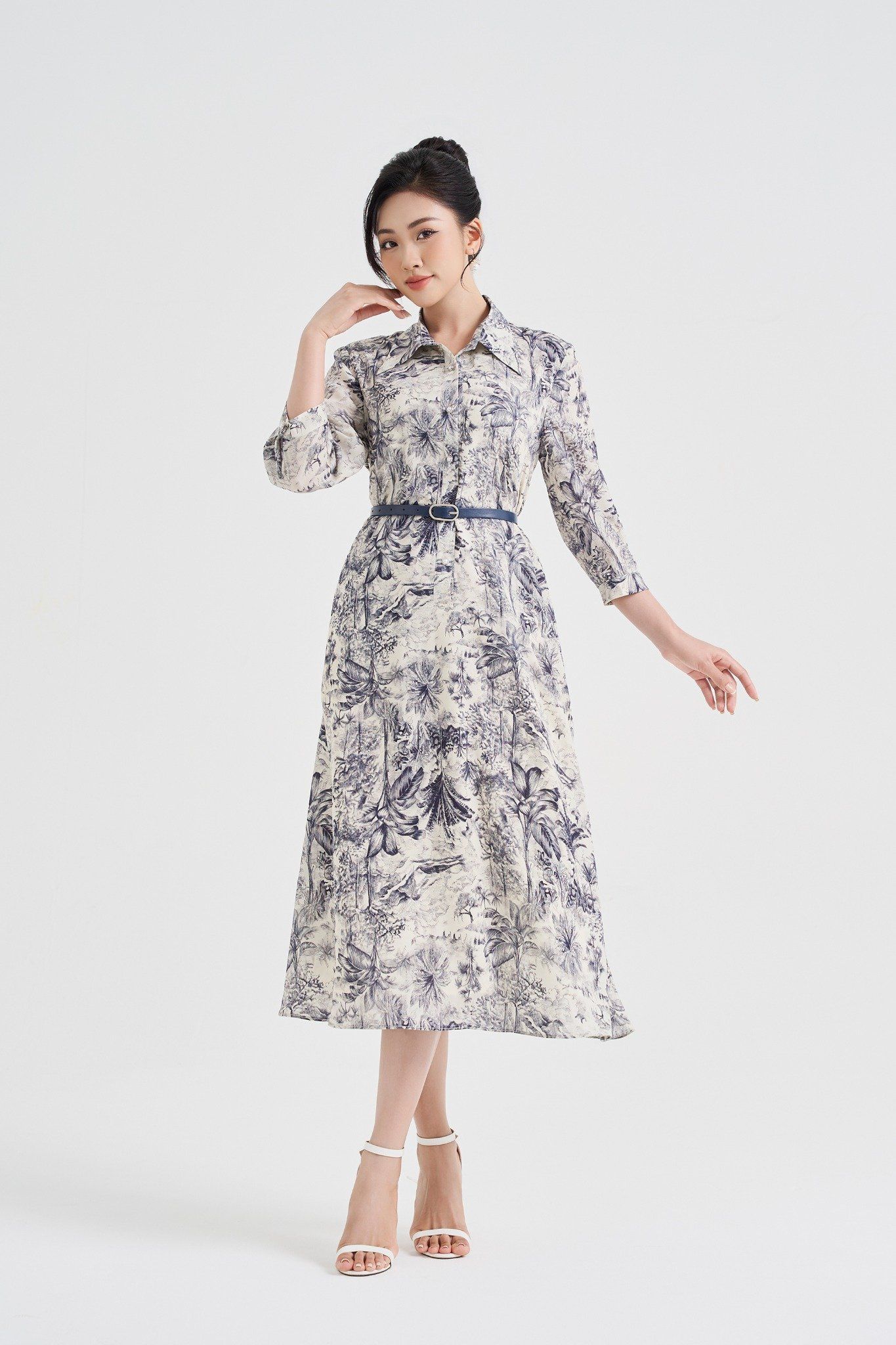 ĐẦM HỌA TIẾT CỔ BẺ D12142