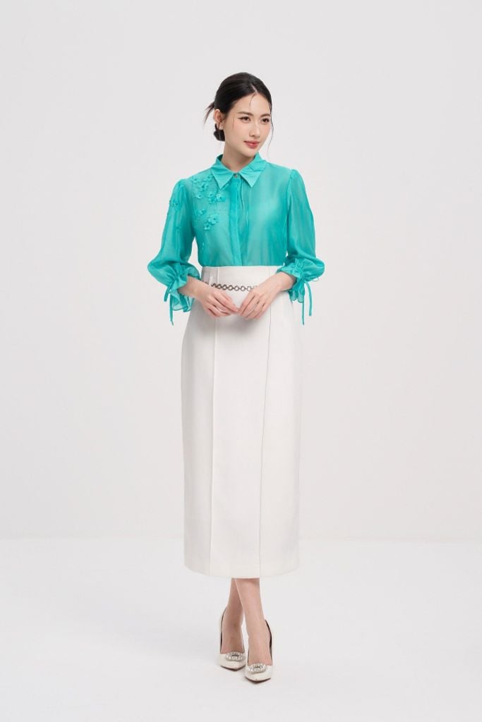 SƠ MI ĐÍNH HOA NỔI SM17502