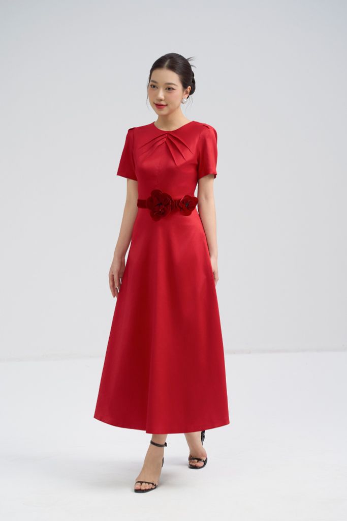 ĐẦM TIỆC LỤA ĐỎ D11742