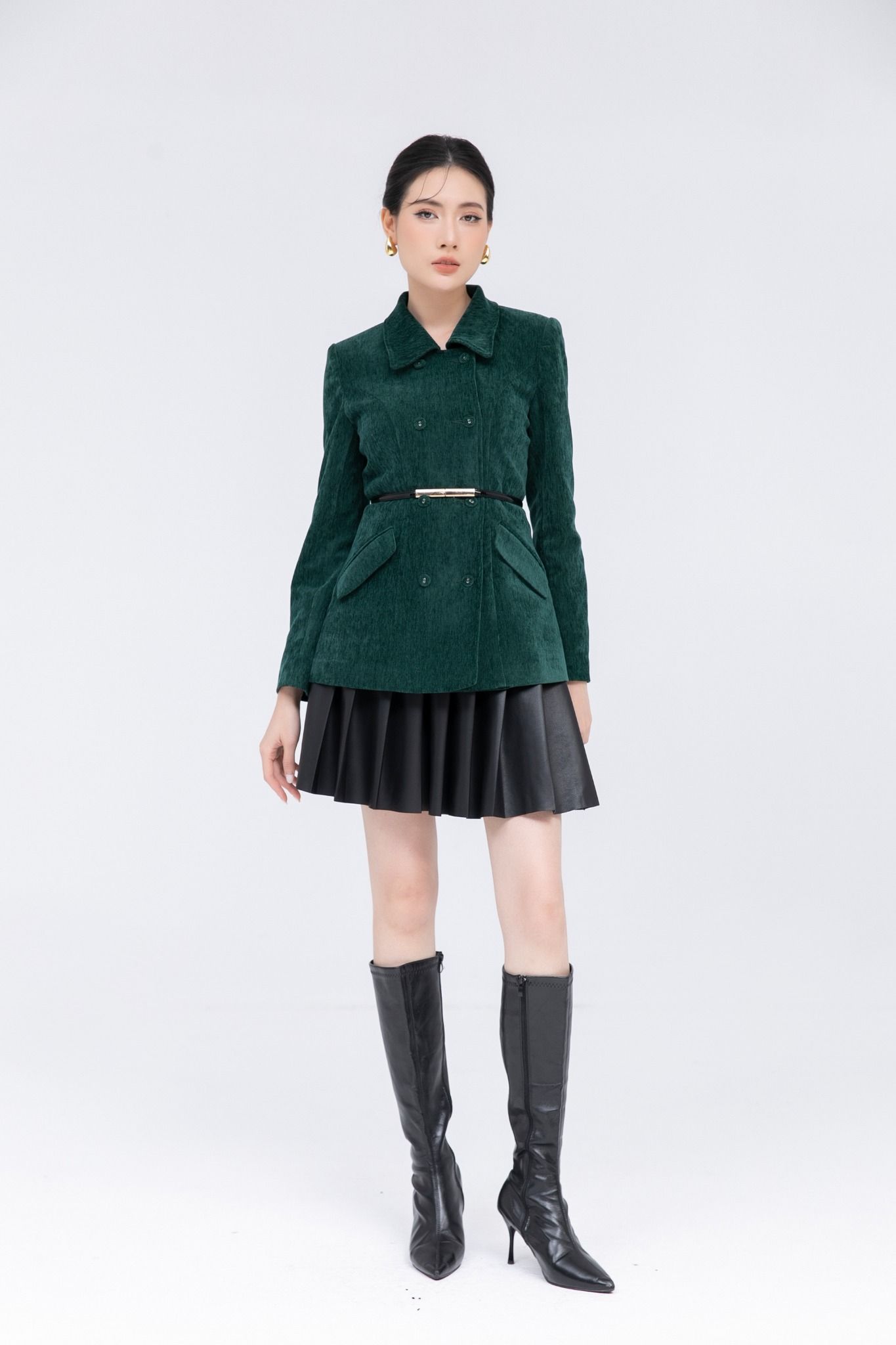 ÁO KHOÁC NHUNG CỔ BẺ AK09202