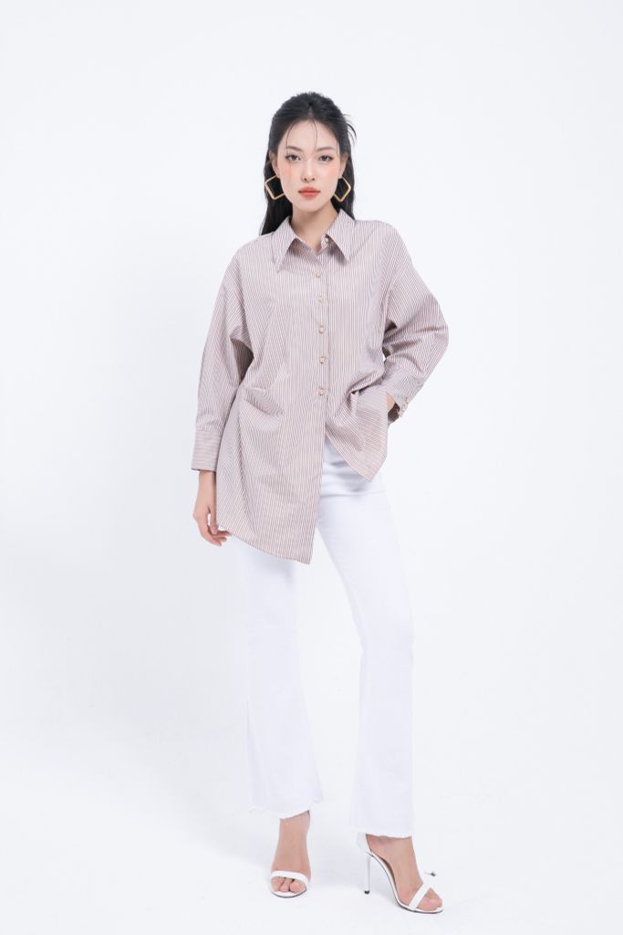 SƠ MI KẺ VẠT LOW - HIGH SM03582