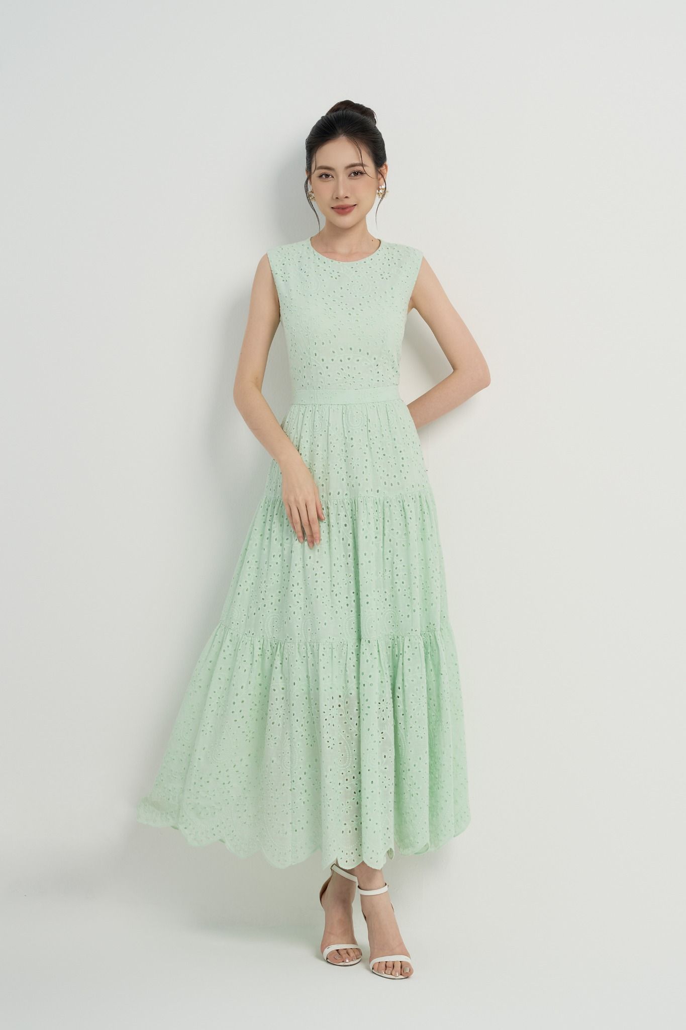 ĐẦM MAXI THÔ XANH D00392