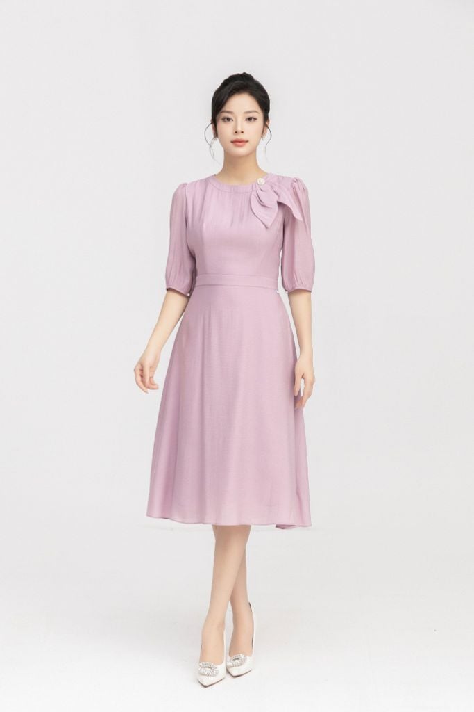 ĐẦM TÍM TAY BỒNG D42382