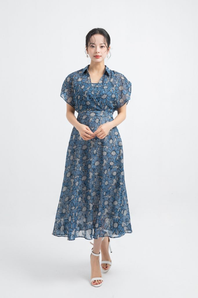 ĐẦM HOA CỔ BẺ D00582