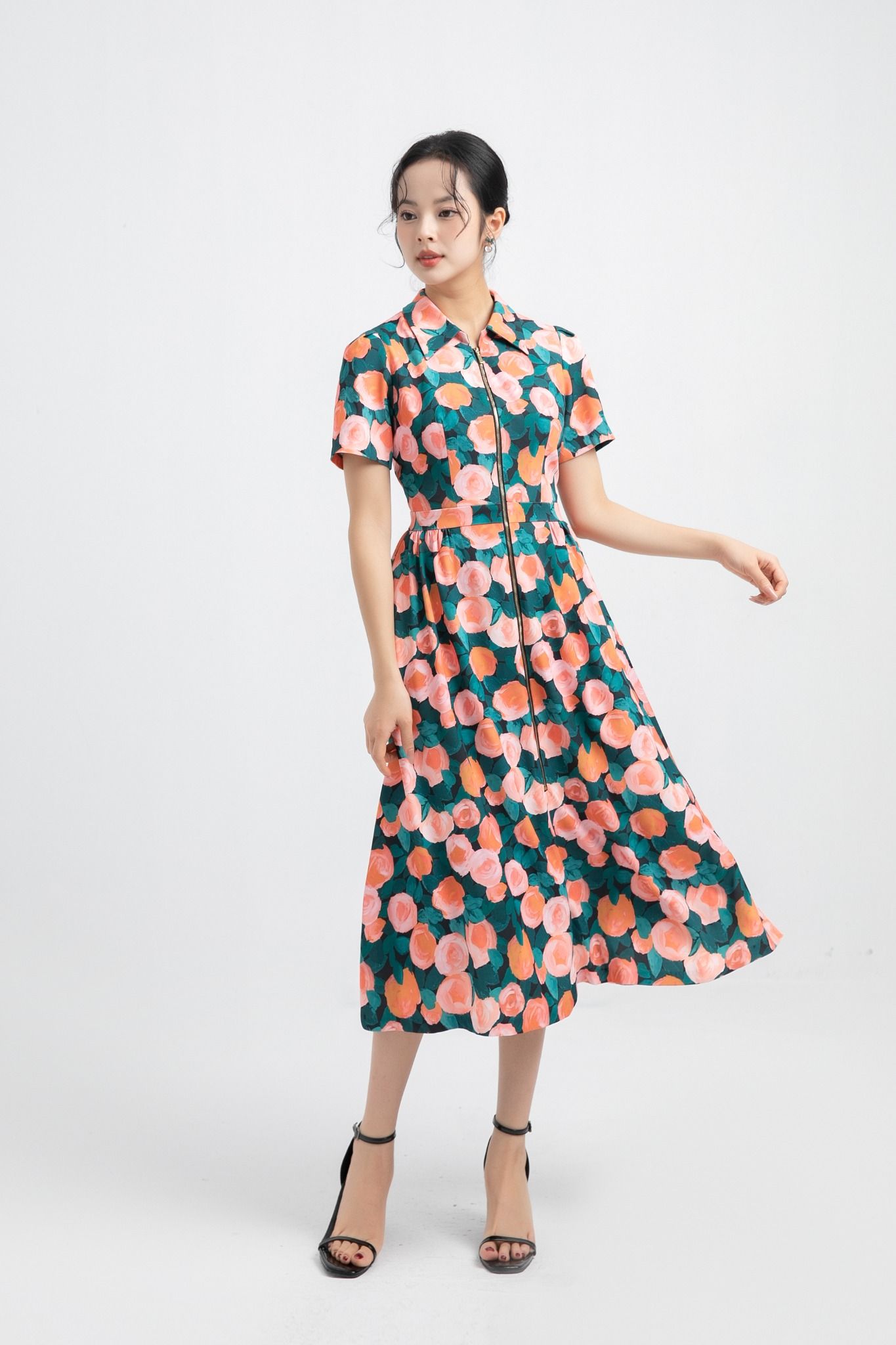 ĐẦM HOA KÉO KHÓA D02602