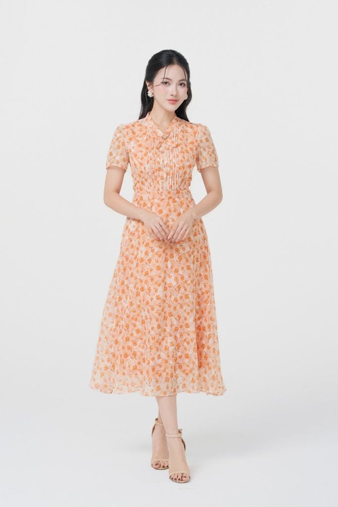ĐẦM HOA CAM D40342