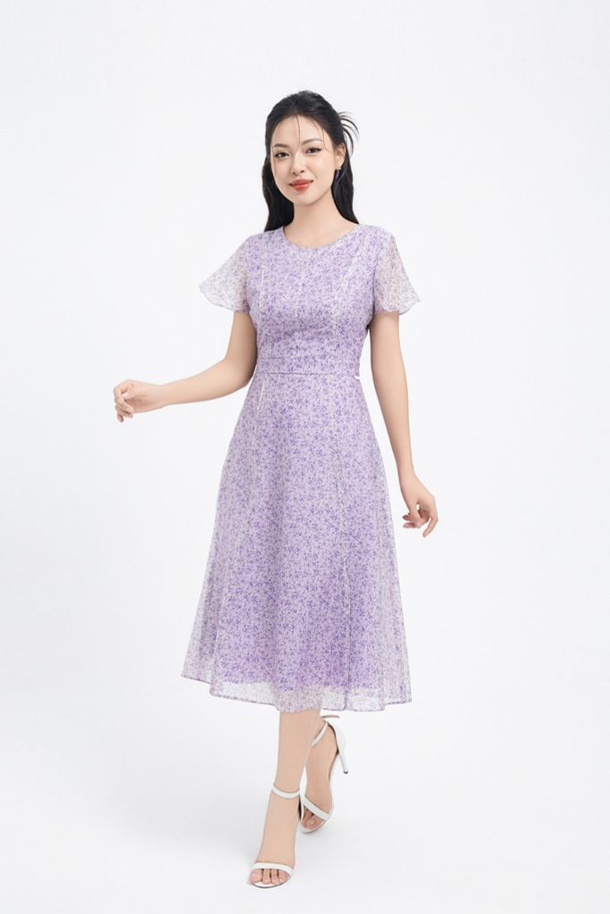 ĐẦM HOA TÍM D40442
