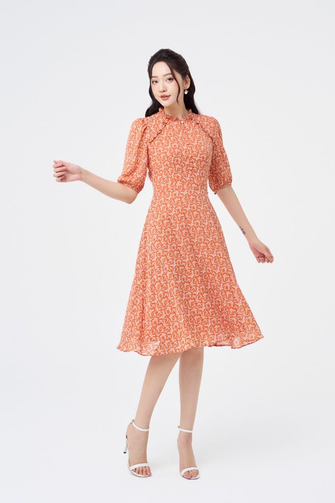 ĐẦM CAM HỌA TIẾT D41722