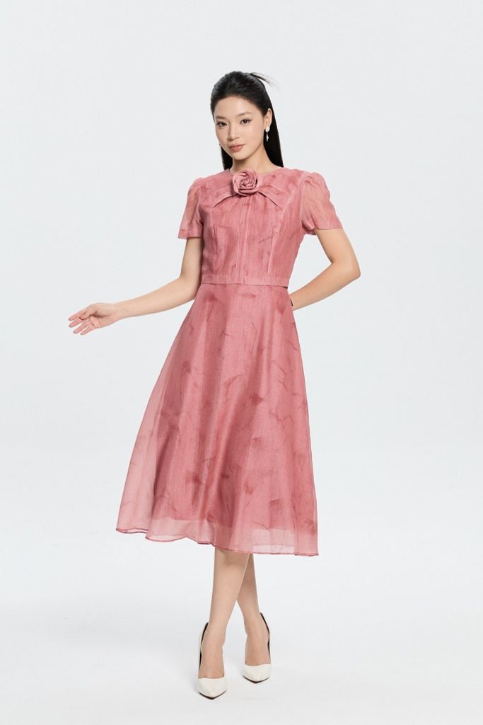 ĐẦM TƠ ĐÍNH HOA 3D D18532
