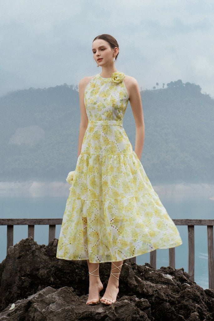 ĐẦM MAXI HOA VÀNG D18432