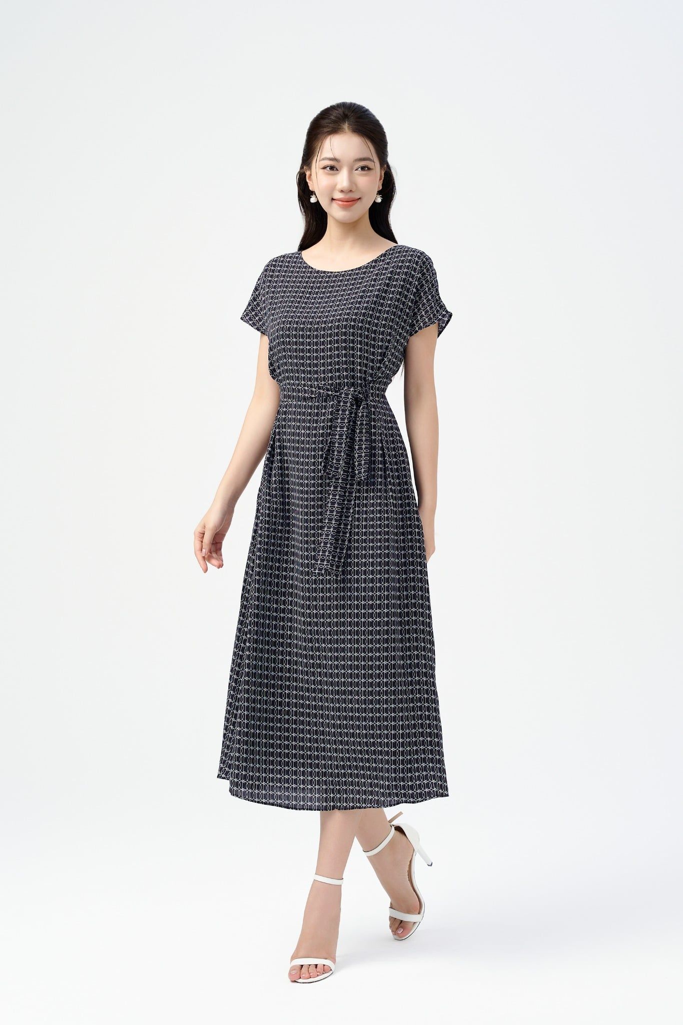 ĐẦM HỌA TIẾT THẮT EO D06142