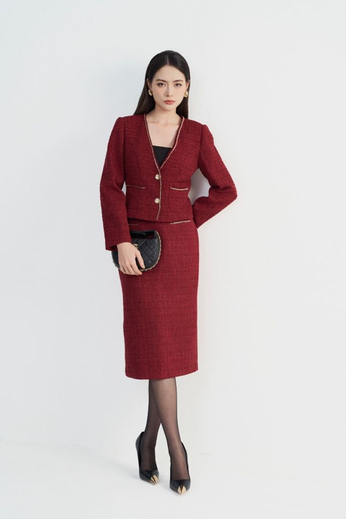 ÁO DẠ TWEED VIỀN XÍCH AK12672