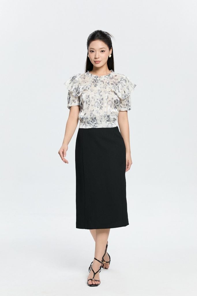 ÁO HOA CỔ BÈO SM02092