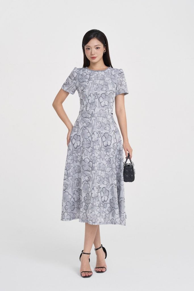 ĐẦM THÔ HOA CỔ ĐÍNH NGỌC D02532