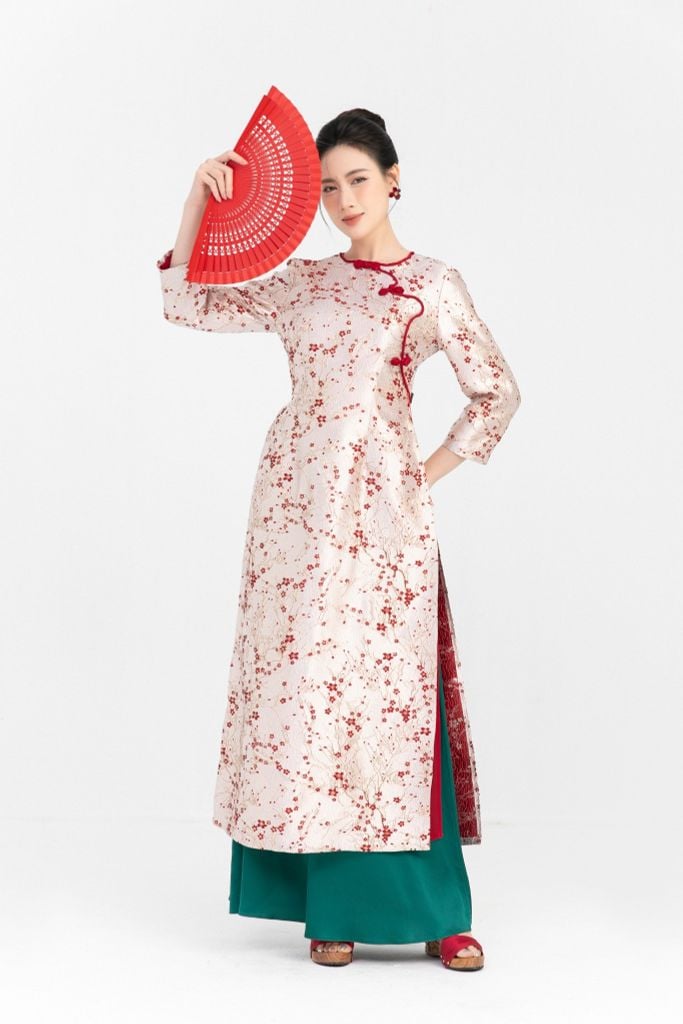 ÁO DÀI GẤM HOA AD15012