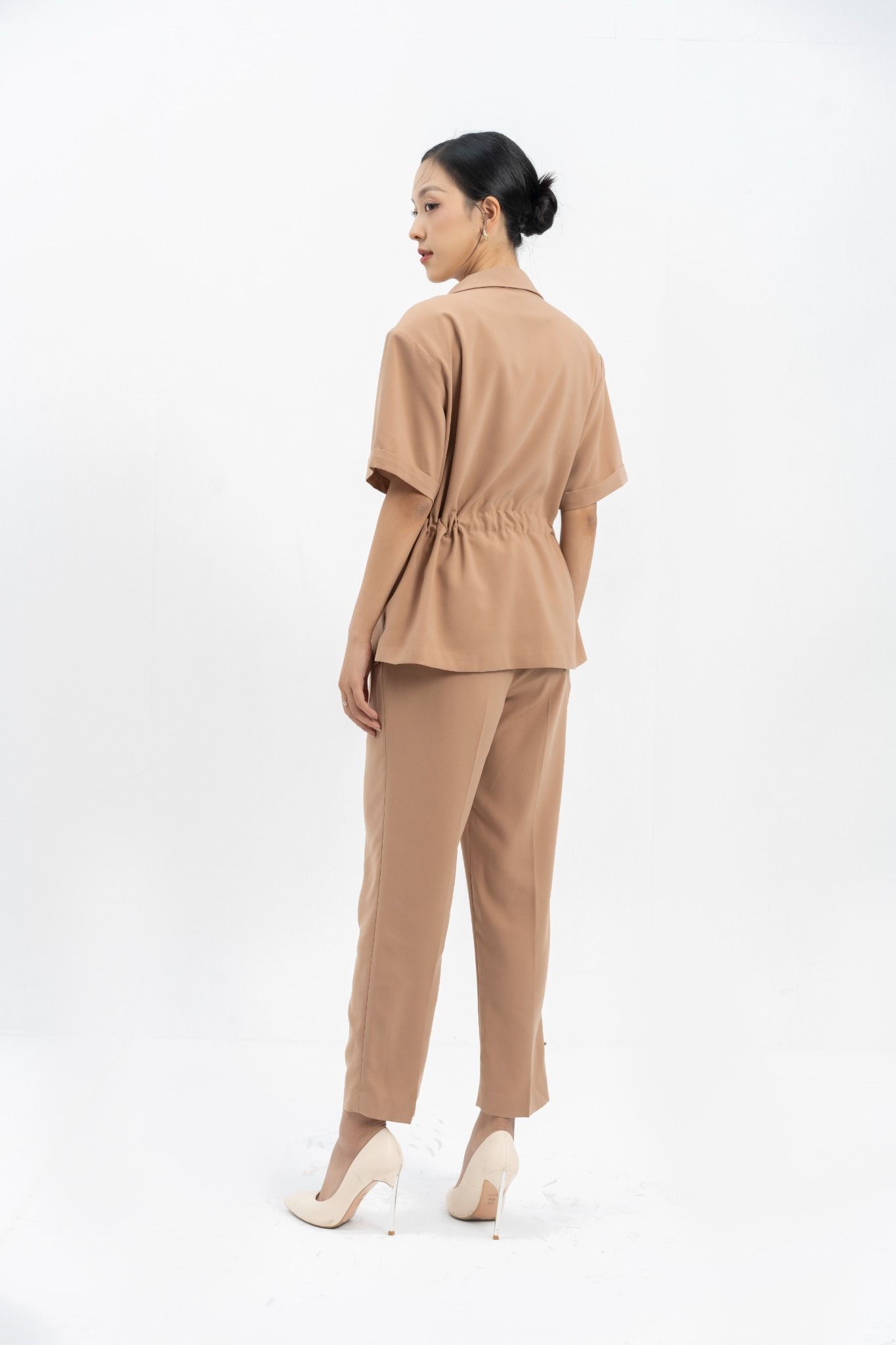 Vest công sở nữ cộc tay xanh nhạt