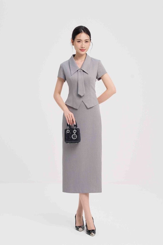 ĐẦM LIỀN PHỐI CÀ VẠT D17492