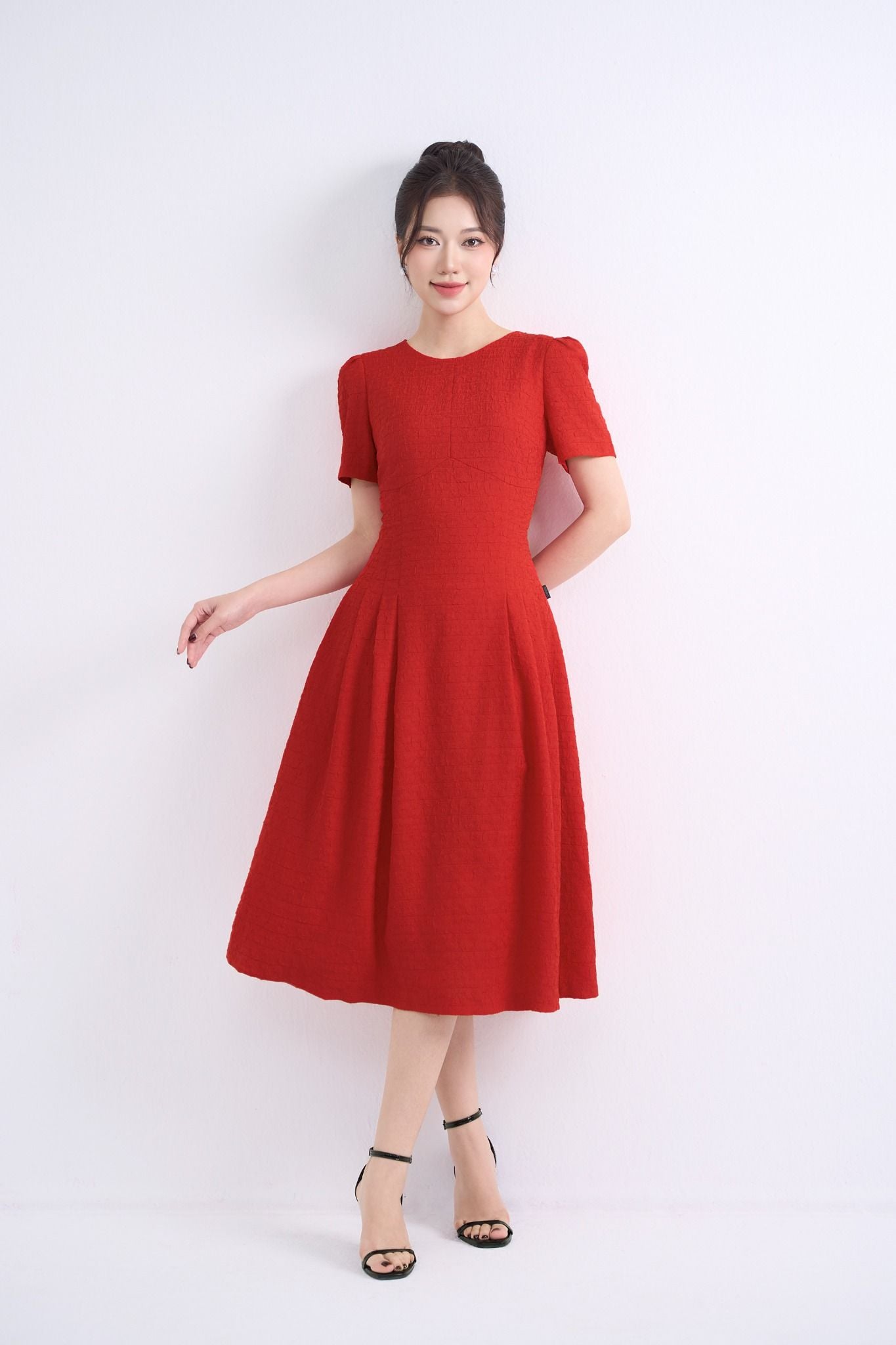 ĐẦM ĐỎ XẾP LI D16462