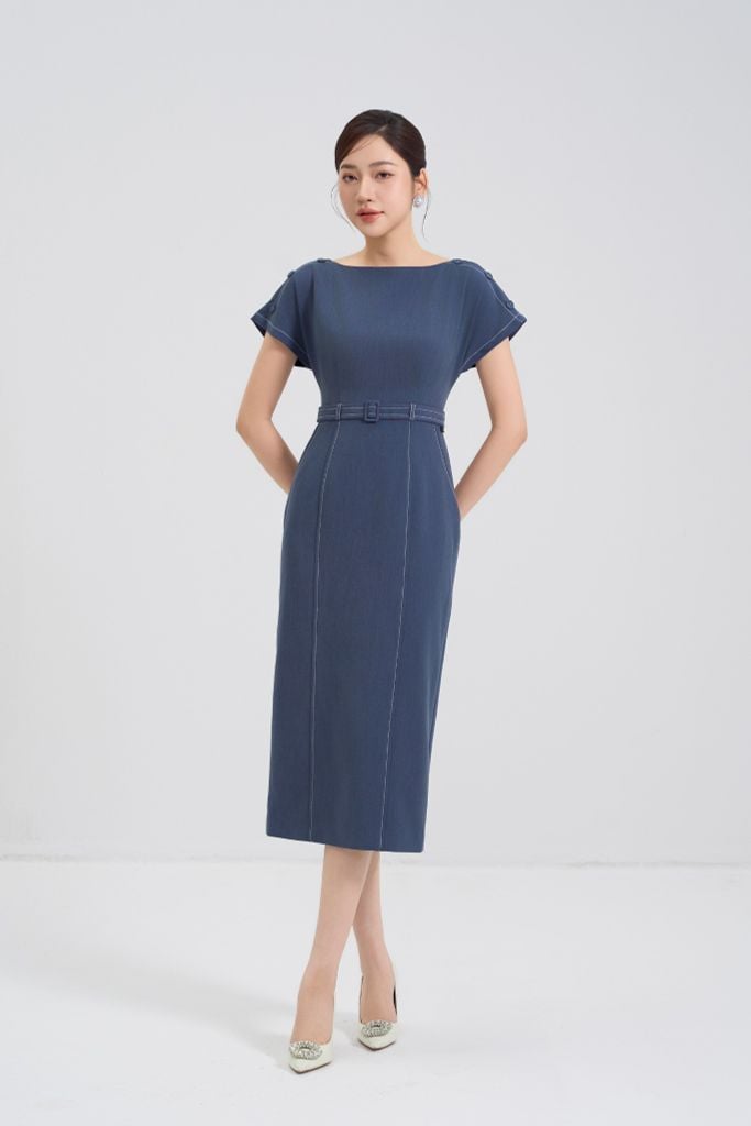 ĐẦM DENIM KÈM ĐAI D15792