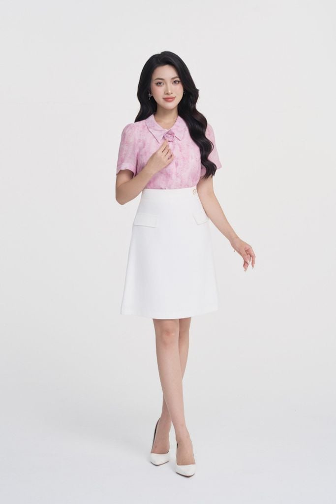 SƠ MI HỒNG ĐÍNH HOA SM43072