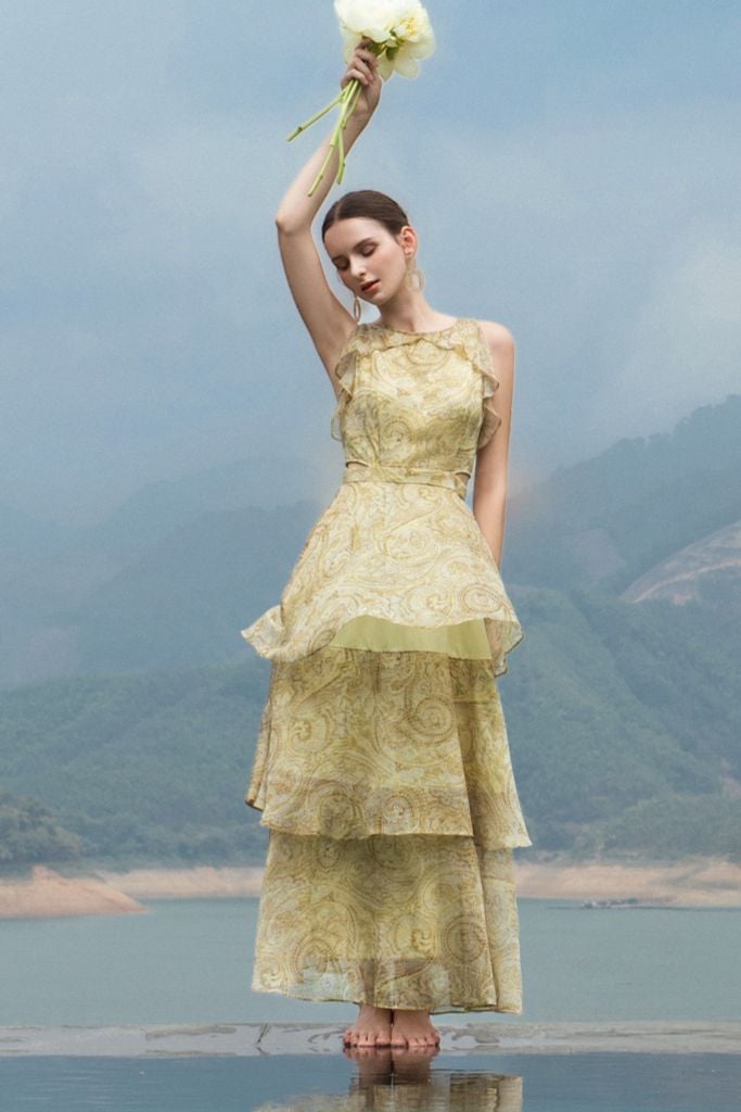 ĐẦM MAXI TƠ HỌA TIẾT D00332