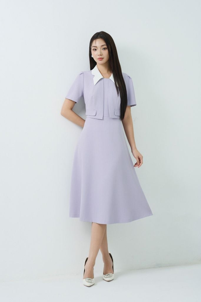 ĐẦM TÍM CỔ BẺ D42842