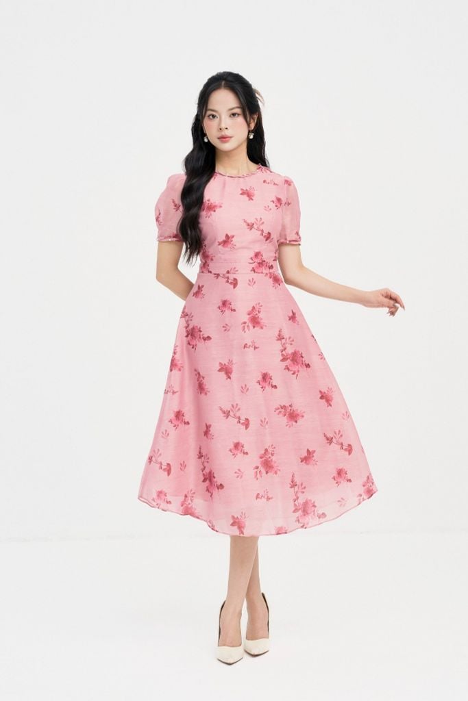 ĐẦM HOA TAY BỒNG D40282
