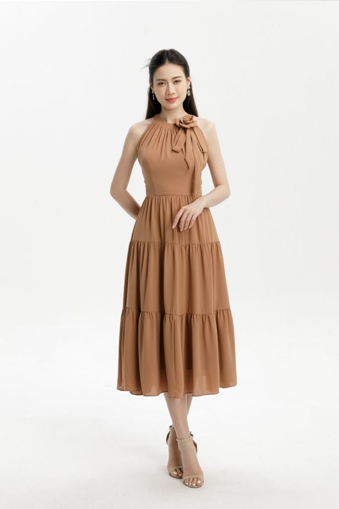 ĐẦM NÂU CỔ YẾM D00952