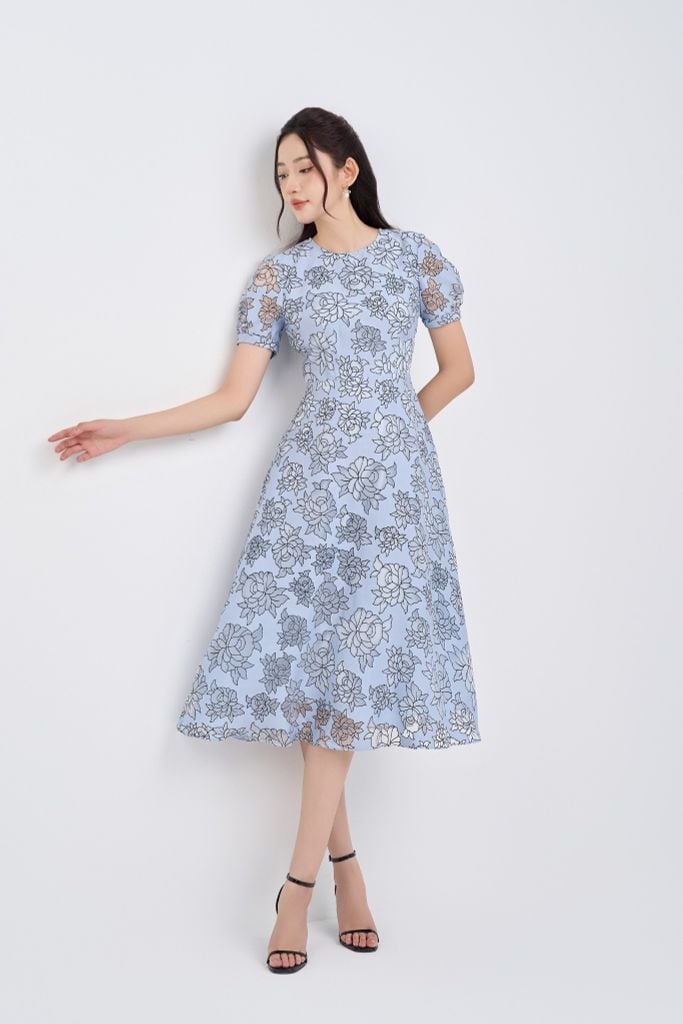 ĐẦM HOA XANH D07782