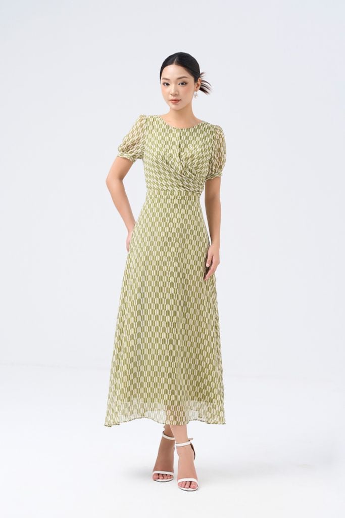 ĐẦM HỌA TIẾT XOẮN EO D04922