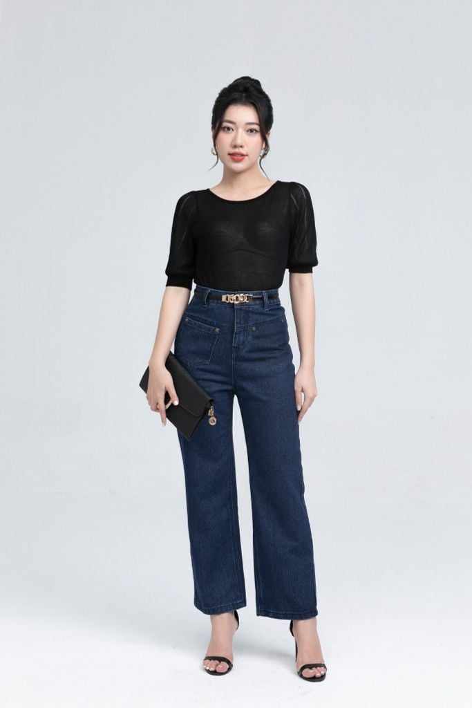 QUẦN JEANS ỐNG RỘNG Q67062