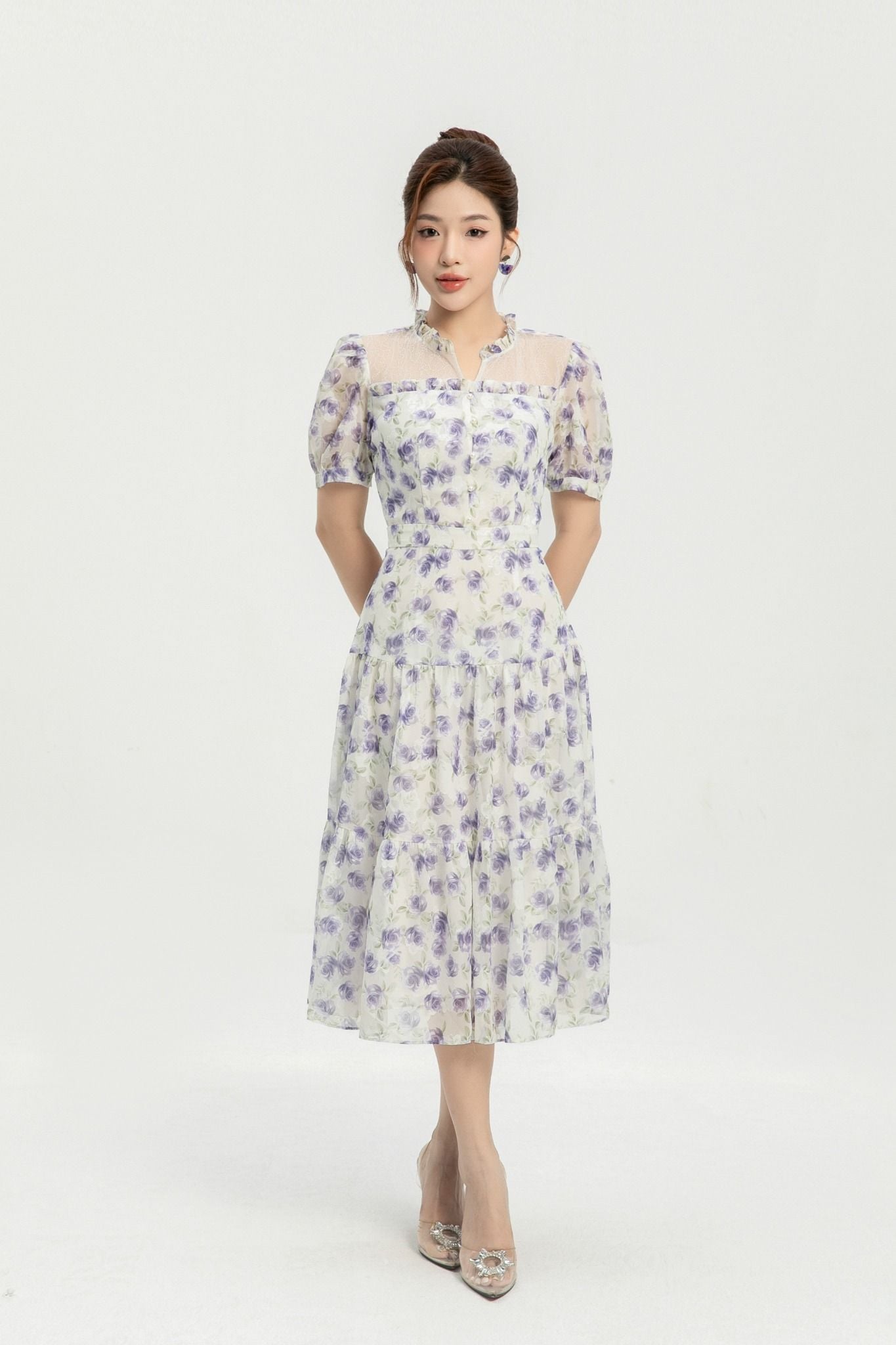 ĐẦM HOA TÍM PHỐI BÈO D40632