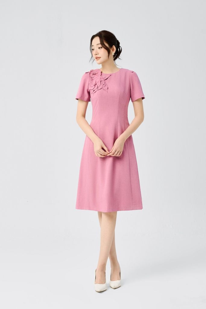 ĐẦM HỒNG ĐÁP HOA NỔI D40702