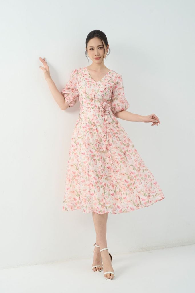 ĐẦM HOA TAY BỒNG D16032