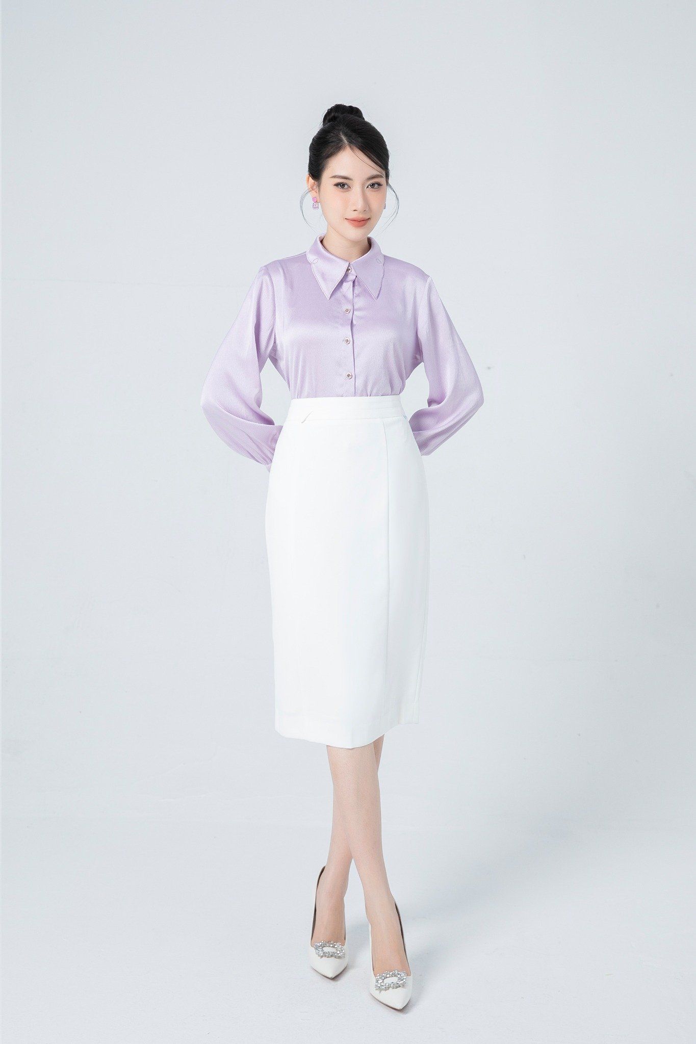 SƠ MI LỤA TRƠN SM10182