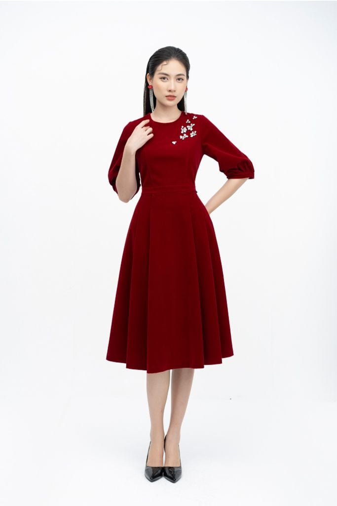 Giảm giá Đầm nhung ren đính pha lê cao cấp  váy nhung ren đính pha lê cuốn  hút vrn11 irisnhung  BeeCost