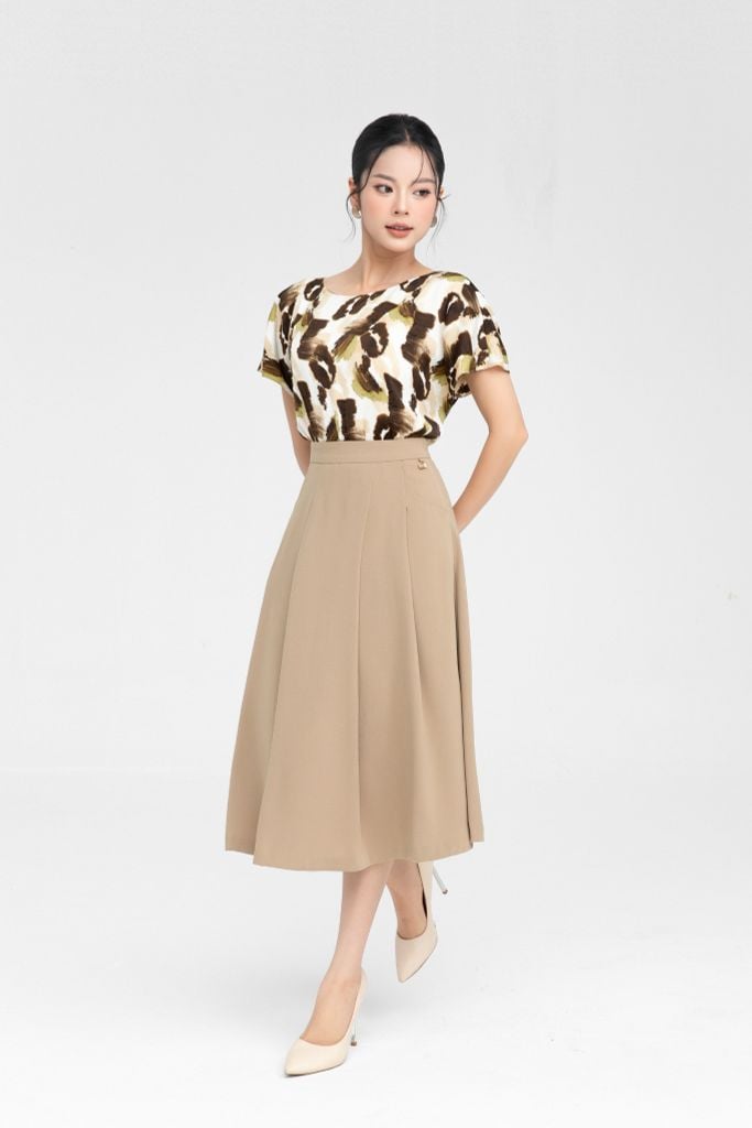 CHÂN VÁY MIDI XẾP LI Z17812