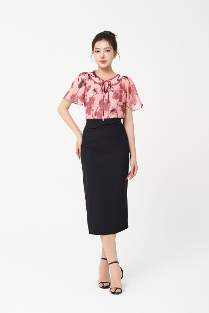 SƠ MI HOA TAY RỦ SM41202