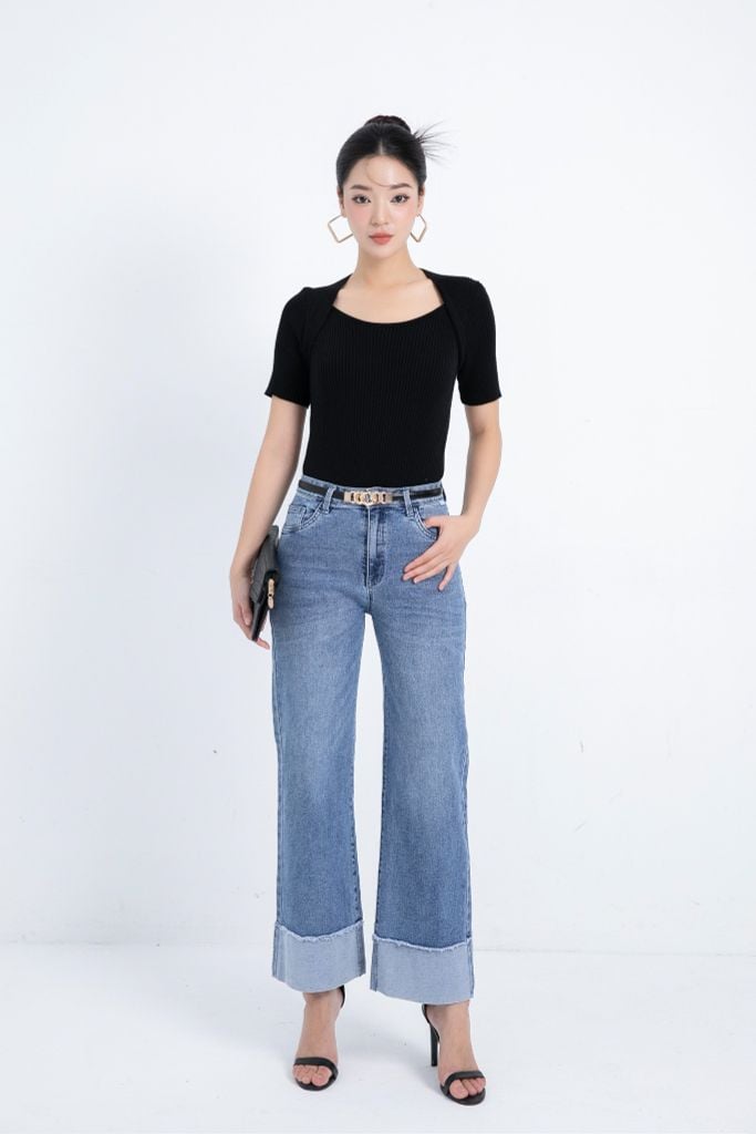 QUẦN JEANS LẬT GẤU Q67102