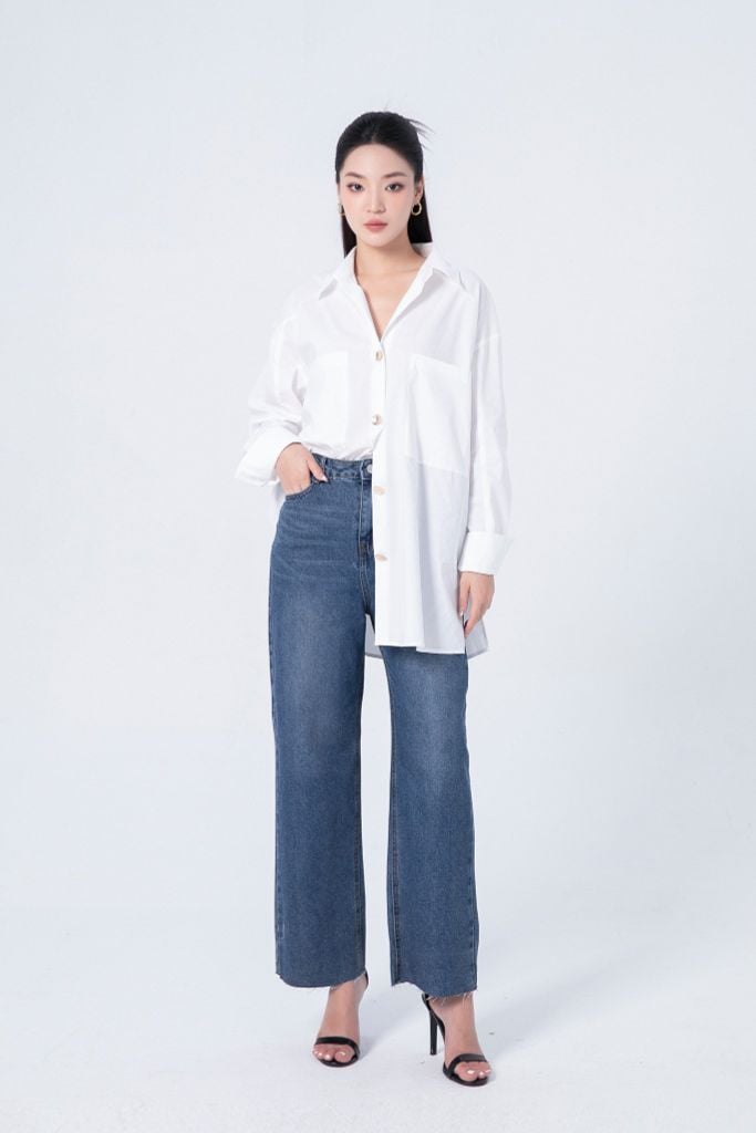 SƠ MI TRẮNG OVERSIZE SM19552