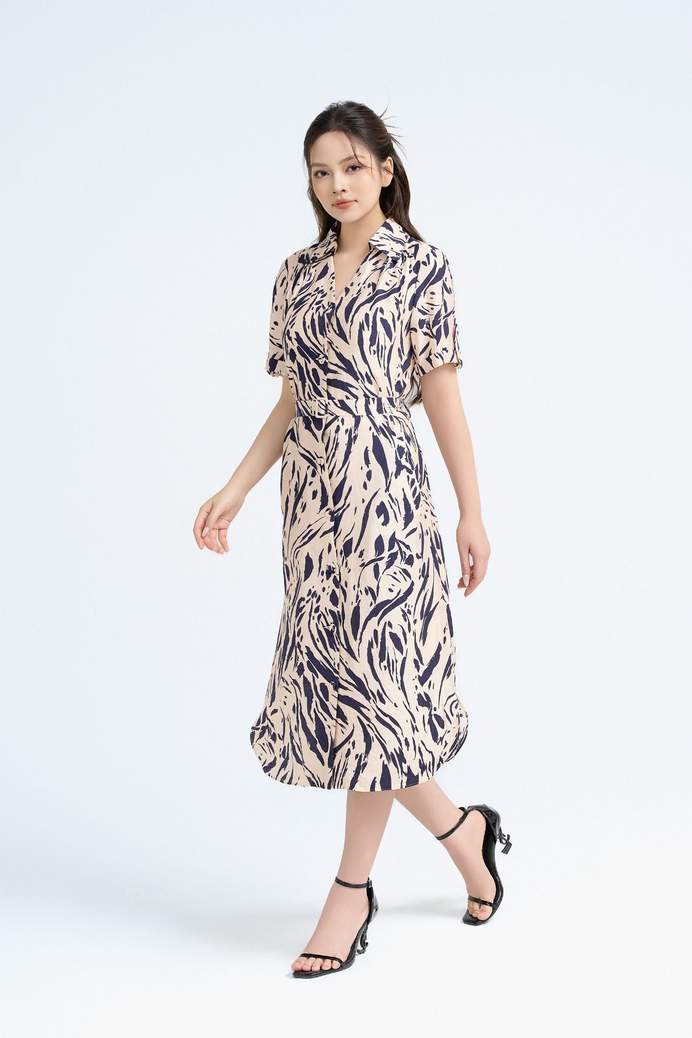 ĐẦM HỌA TIẾT CỔ BẺ D02772