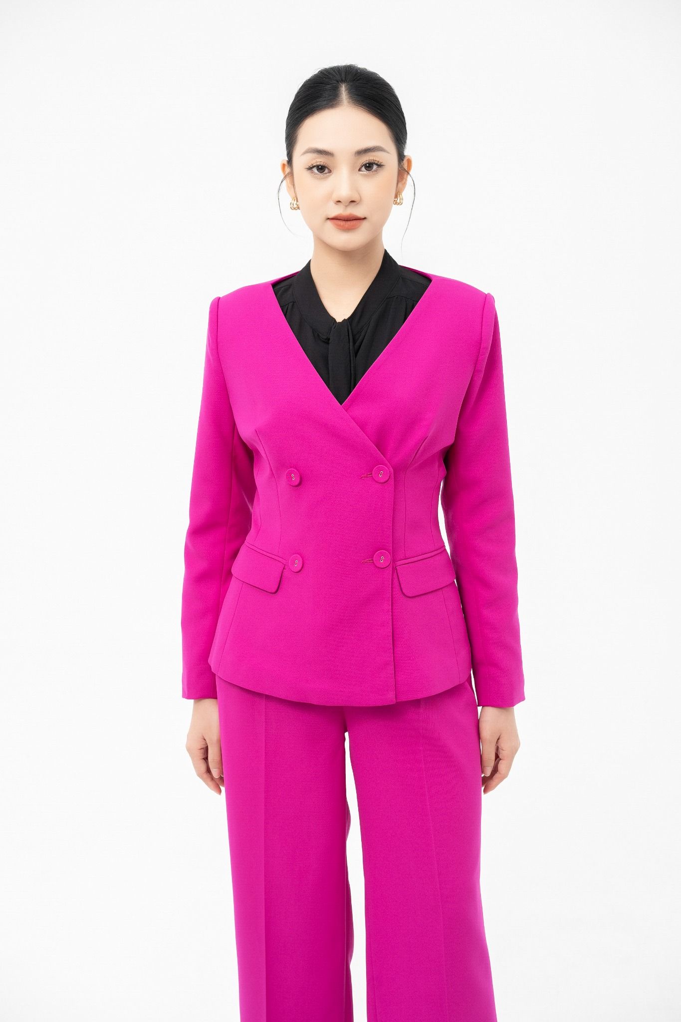 3430  Áo vest blaze cổ đứng màu hồng