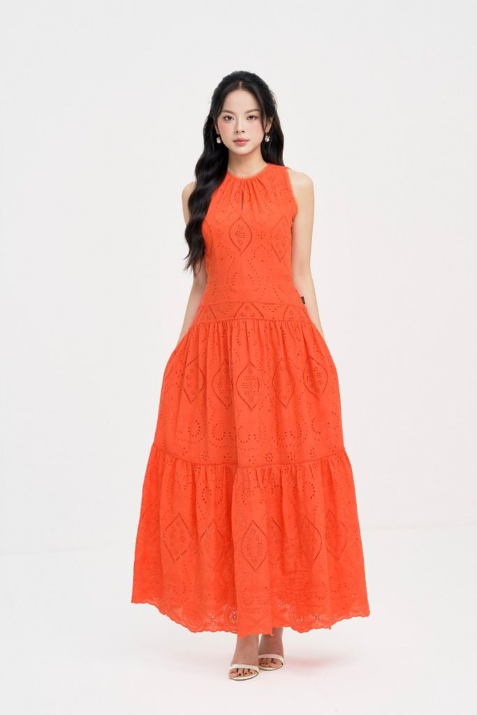 ĐẦM MAXI THÔ CAM D00722