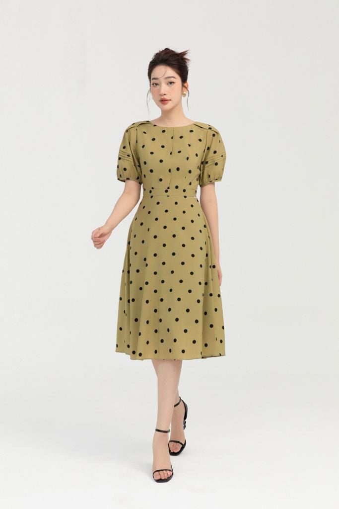 ĐẦM CHẤM BI TAY BỒNG D41142