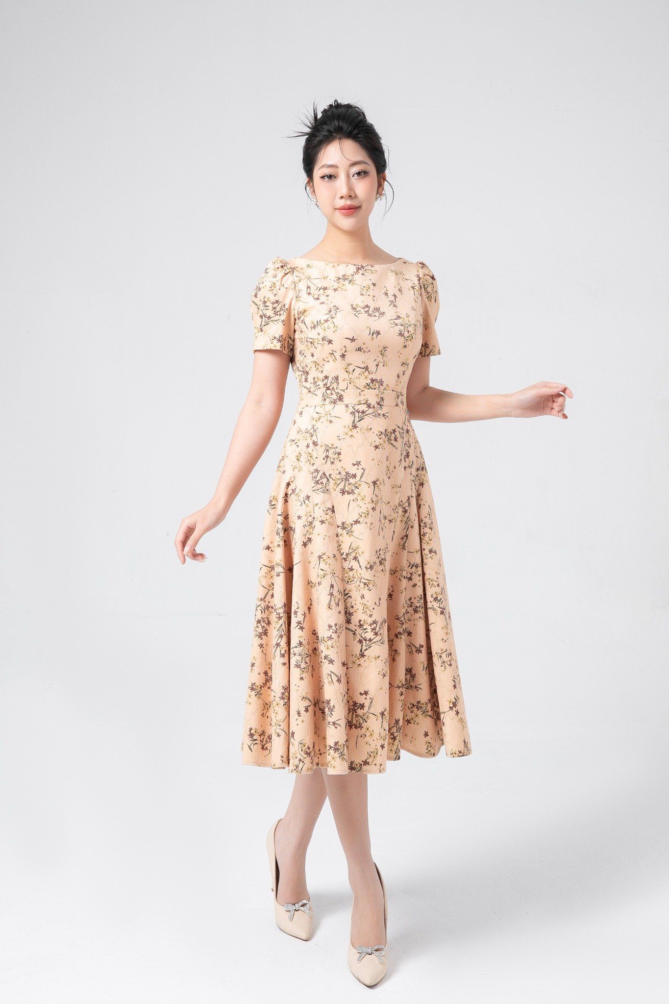 ĐẦM HOA TAY BỒNG D14932