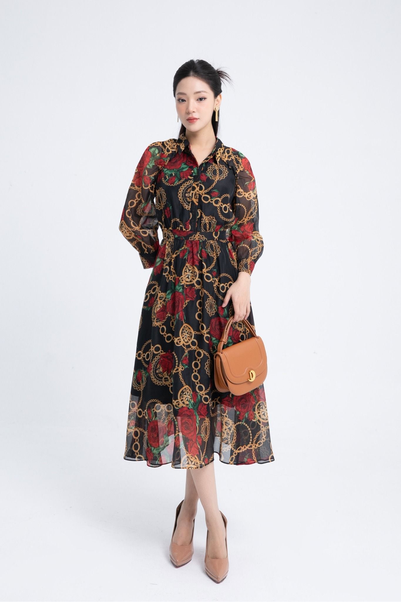 ĐẦM MIDI HỌA TIẾT D14582