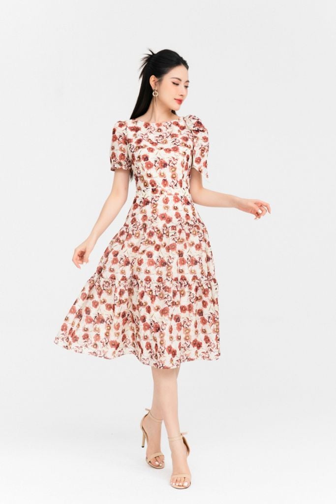 ĐẦM HOA VAI ĐÍNH NƠ D41312